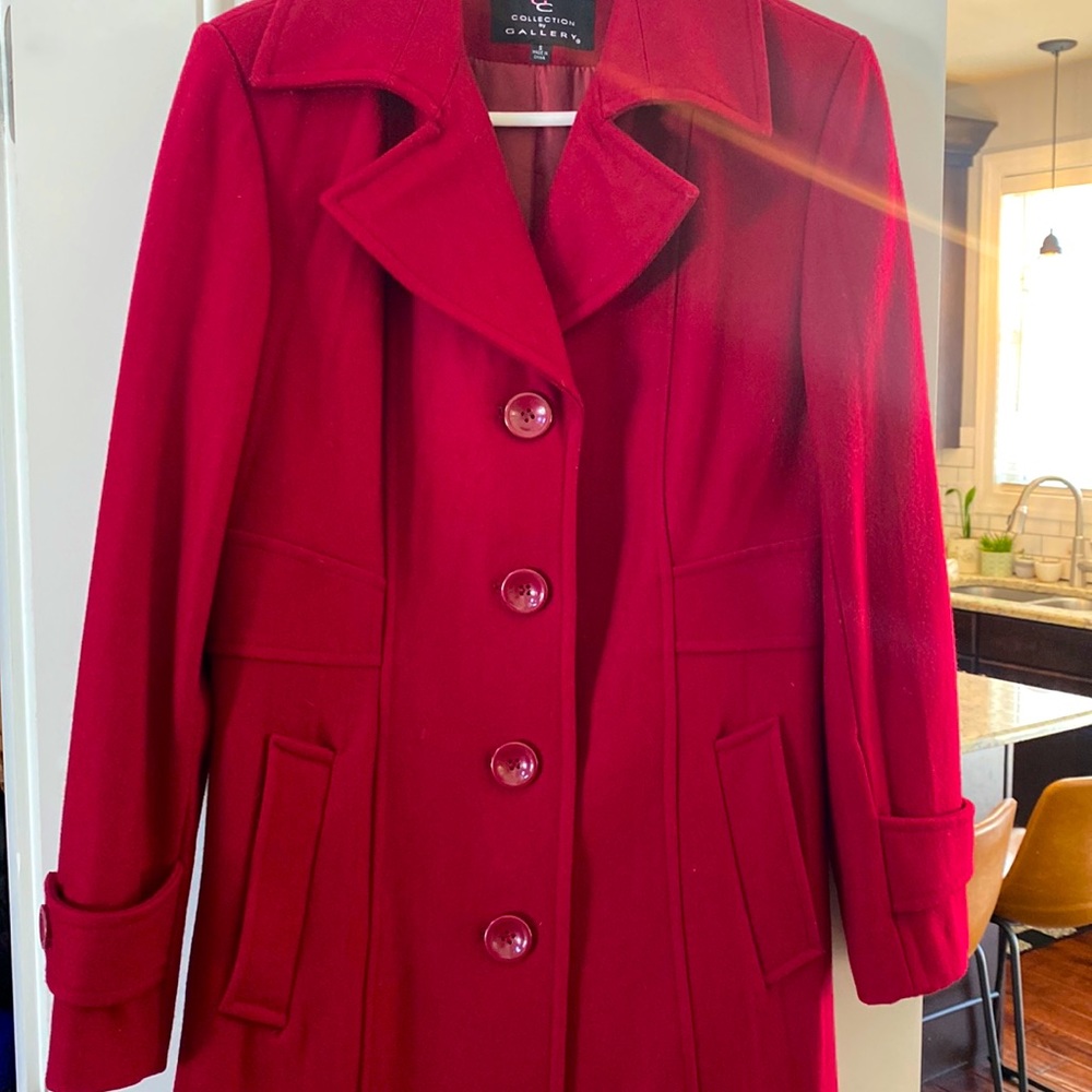 Red Wool Coat Size Small - image 1